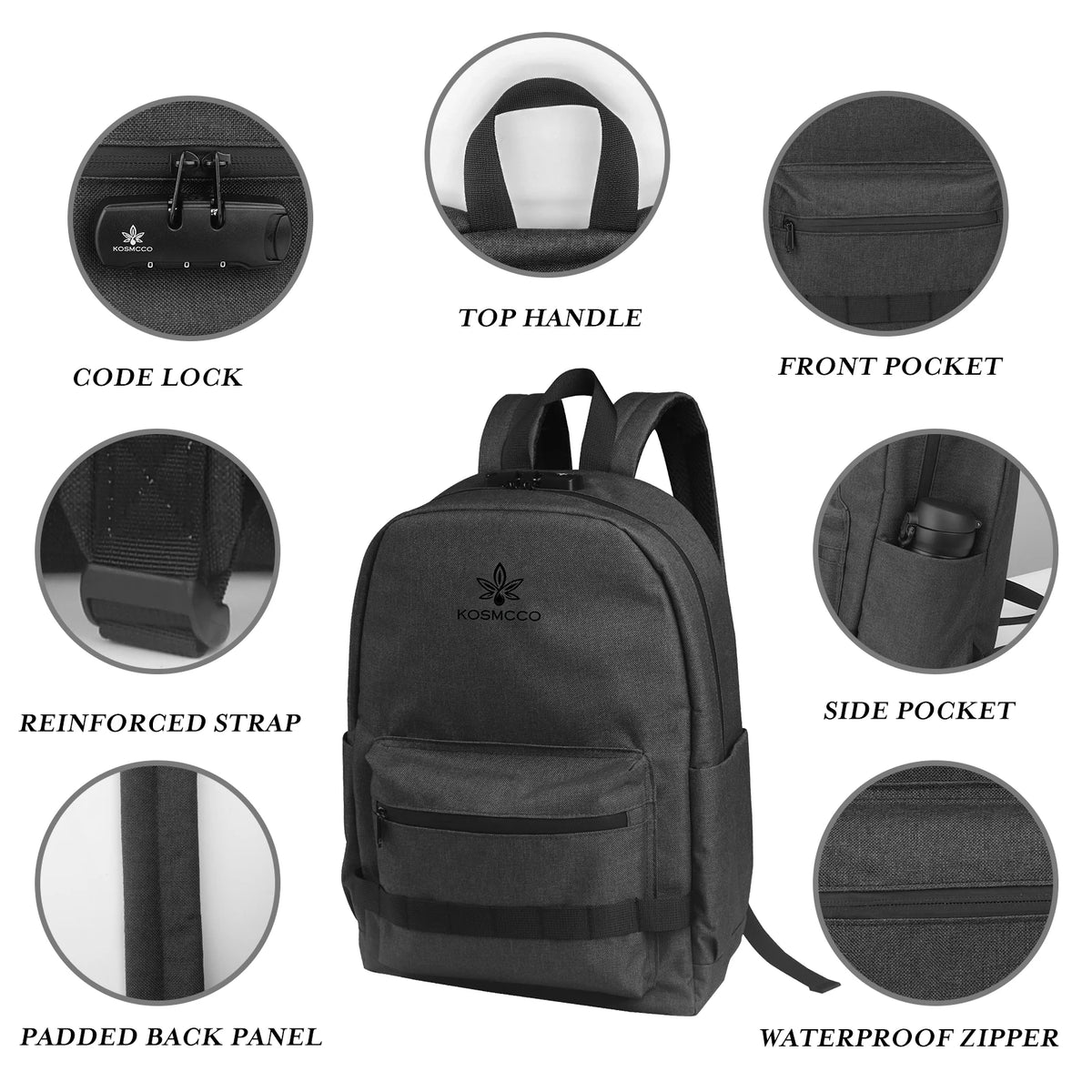 Smell Proof Backpack with Lock Activated Carbon Lining Backpack for Travel Commuter Large Capacity Smell Proof Container