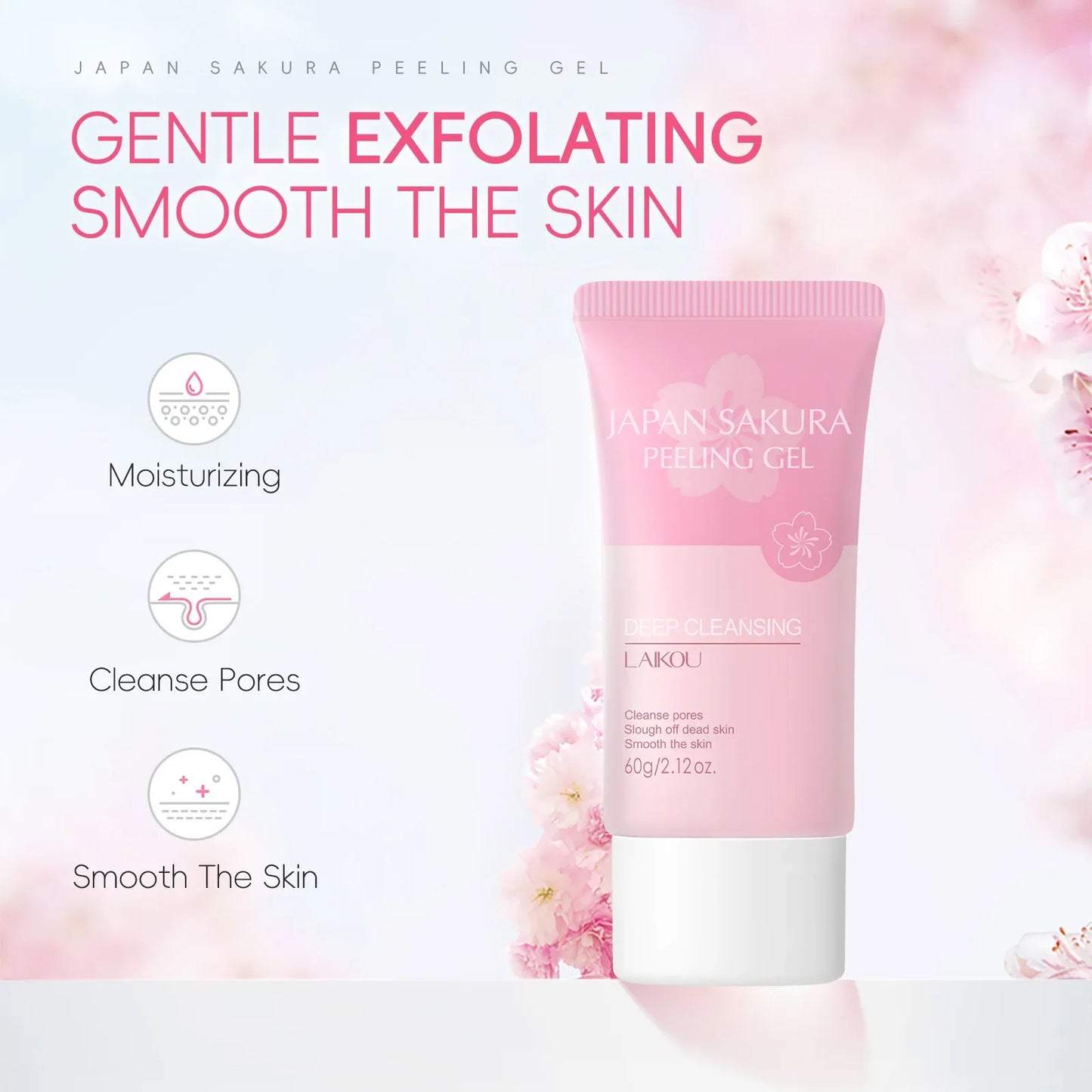 LAIKOU Sakura Face Peeling Gel Facial Exfoliation Cleans Pores Moisturizing Oil Control  Facial Scrub Skin Care 60g