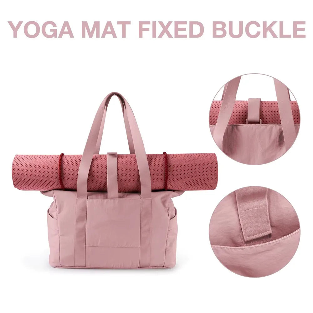 Women Travel Tote Bag University Laptop Travel Tote diaper Gym Yoga Bag Shoulder Bag Yoga Mat Buckle for Sports College Work