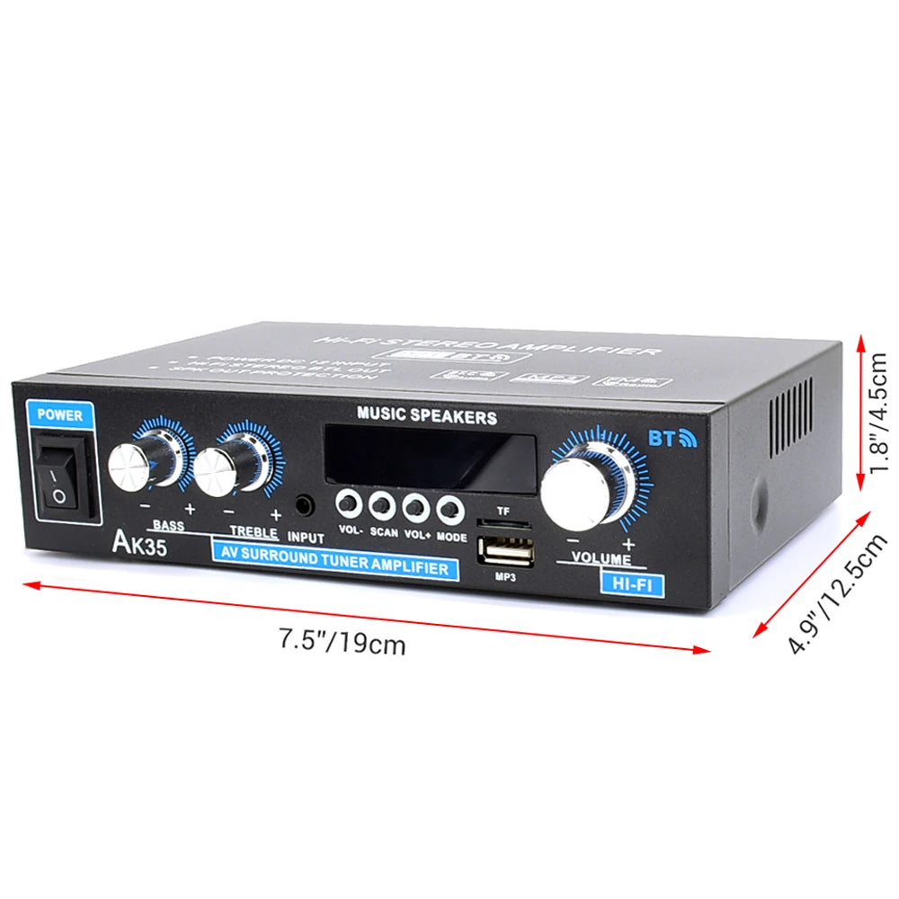 Auto-partner AK35 Audio Amplifier Max 200W HiFi 2.0 Stereo Bluetooth 5.0 AMP Receiver for Car Home Party RV