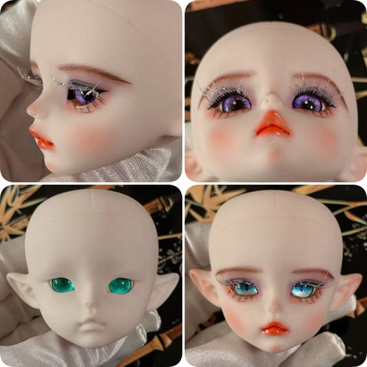 Cute 1/6 BJD Doll Head Handmade Elf Makeup Dolls White Eyelash 30cm Doll Kids Toy Gift Dolls for Girls
