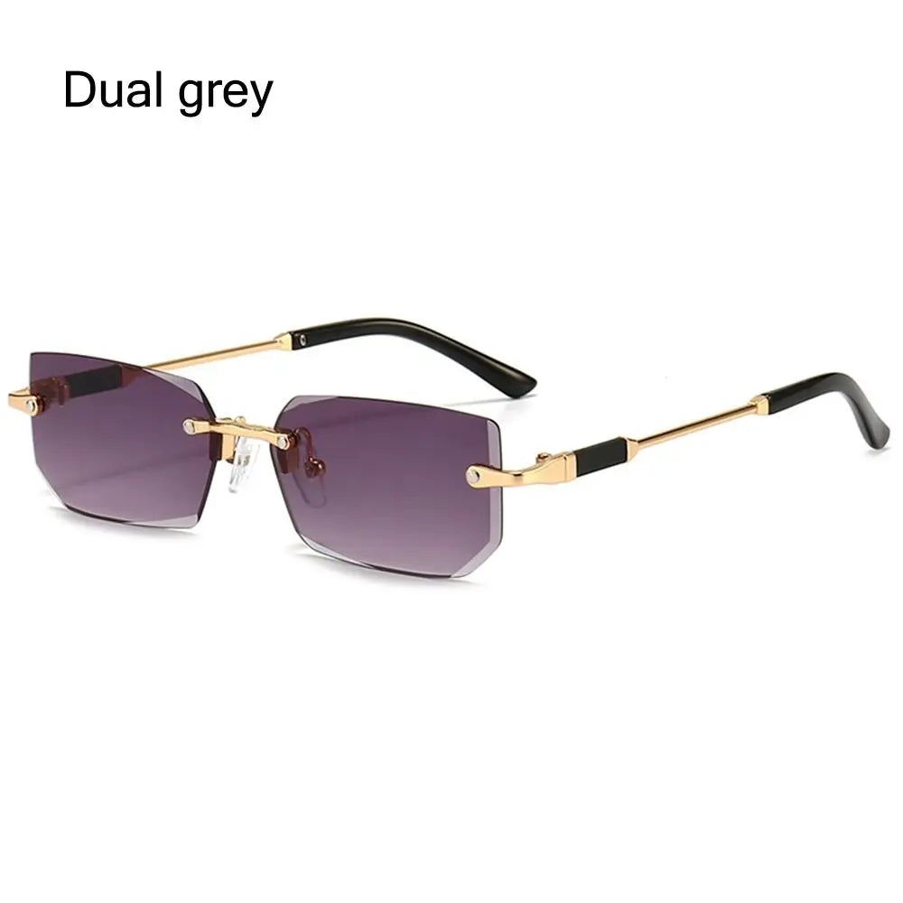 Trendy Rimless Rectangle Sunglasses Personalized Jelly Colored Frameless Sun Glasses Retro Shades Fashion Travel UV400 Eyewear