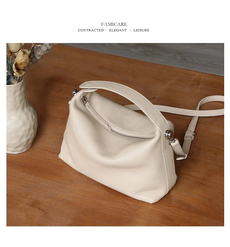 2024 New Women's Bag Female Luxury Soft Genuine Leather Handbag Lady Fashion Daily Casual Shoulder Bag Girls Crossbody Messenger