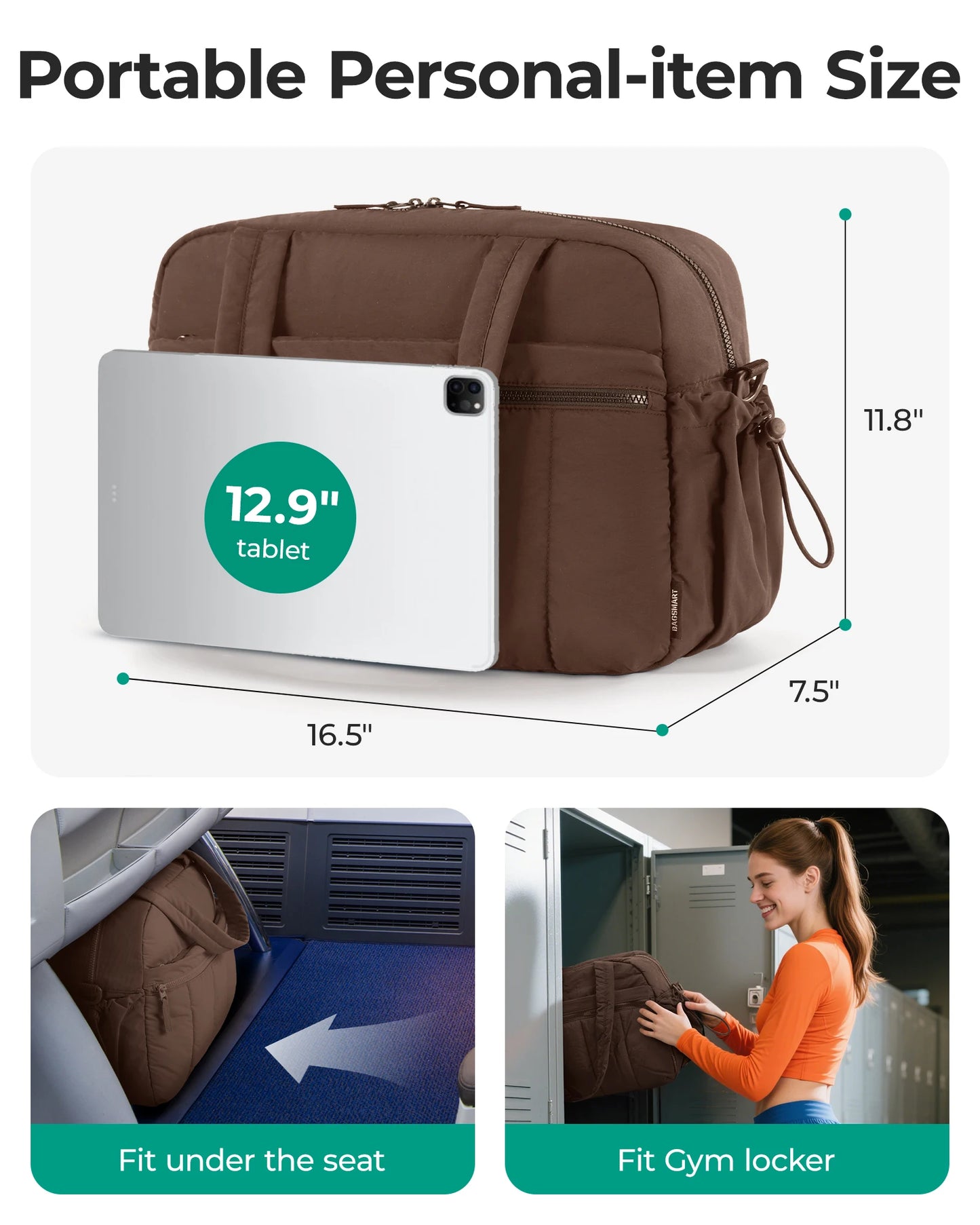 BAGSMART Women Duffle Bag for Travel with Wet Pocket Lightweight Water Resistant Carry on Weekender Gym Bag