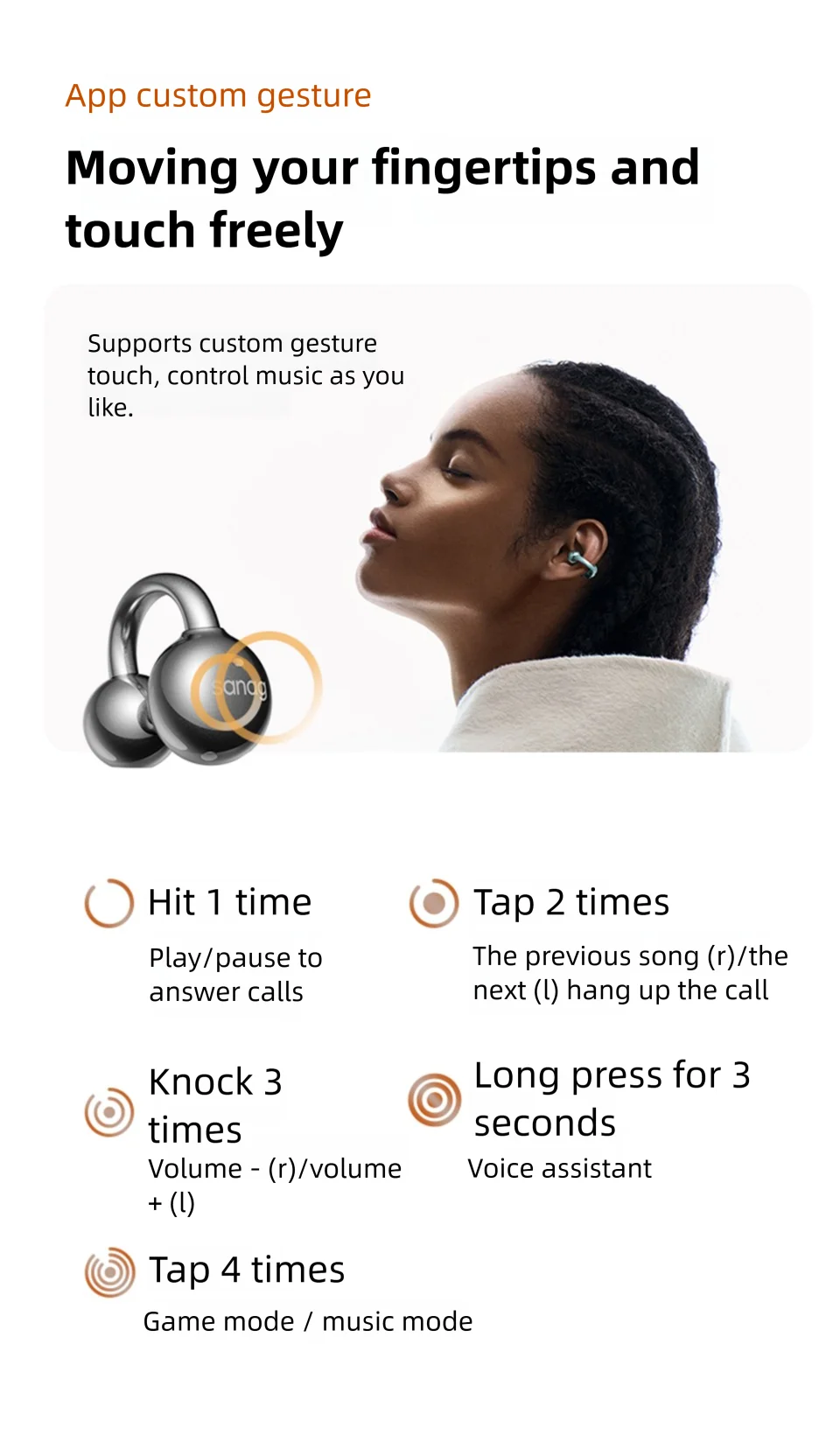 Sanag S7S AI Open Ear Clip on Headphones HiFi 3D Stereo Sound Quality AI Assistant Wireless Bluetooth Earphones APP EQ Setting