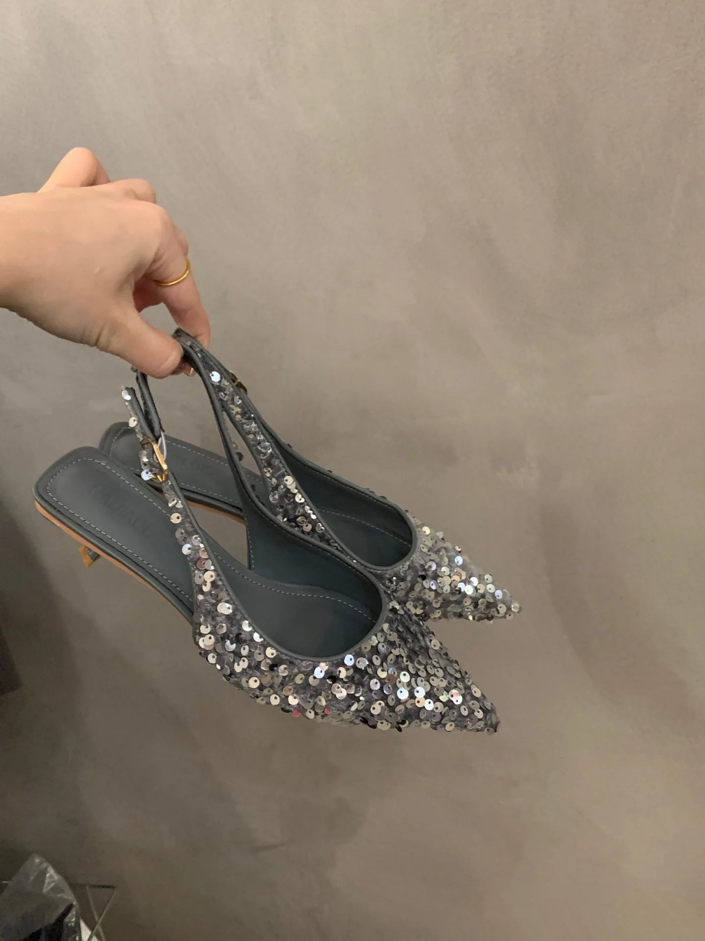 New Pointed Stiletto High Heels Shoes Sexy silver sequins Shallow Mouth Single Shoes Women's Work Dress Shoes High Heel Pumps