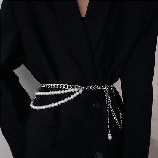 Multilayer Pearl Waist Chain for Women's Fashion Retro Character Playing Body Accessories Sexy Party Accessorie Gift
