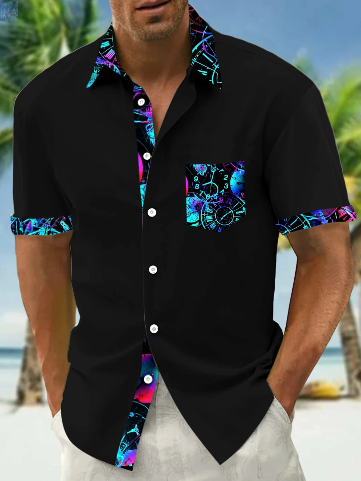 Men's shirts, button up shirts, casual shirts, spring and summer, printed short sleeves, daily, fashionable, comfortable