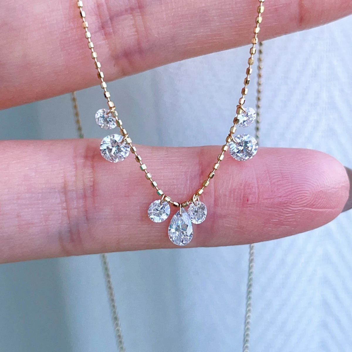 S925 pure silver women's necklace water droplet pendant collarbone chain light luxury fashion personality holiday gift