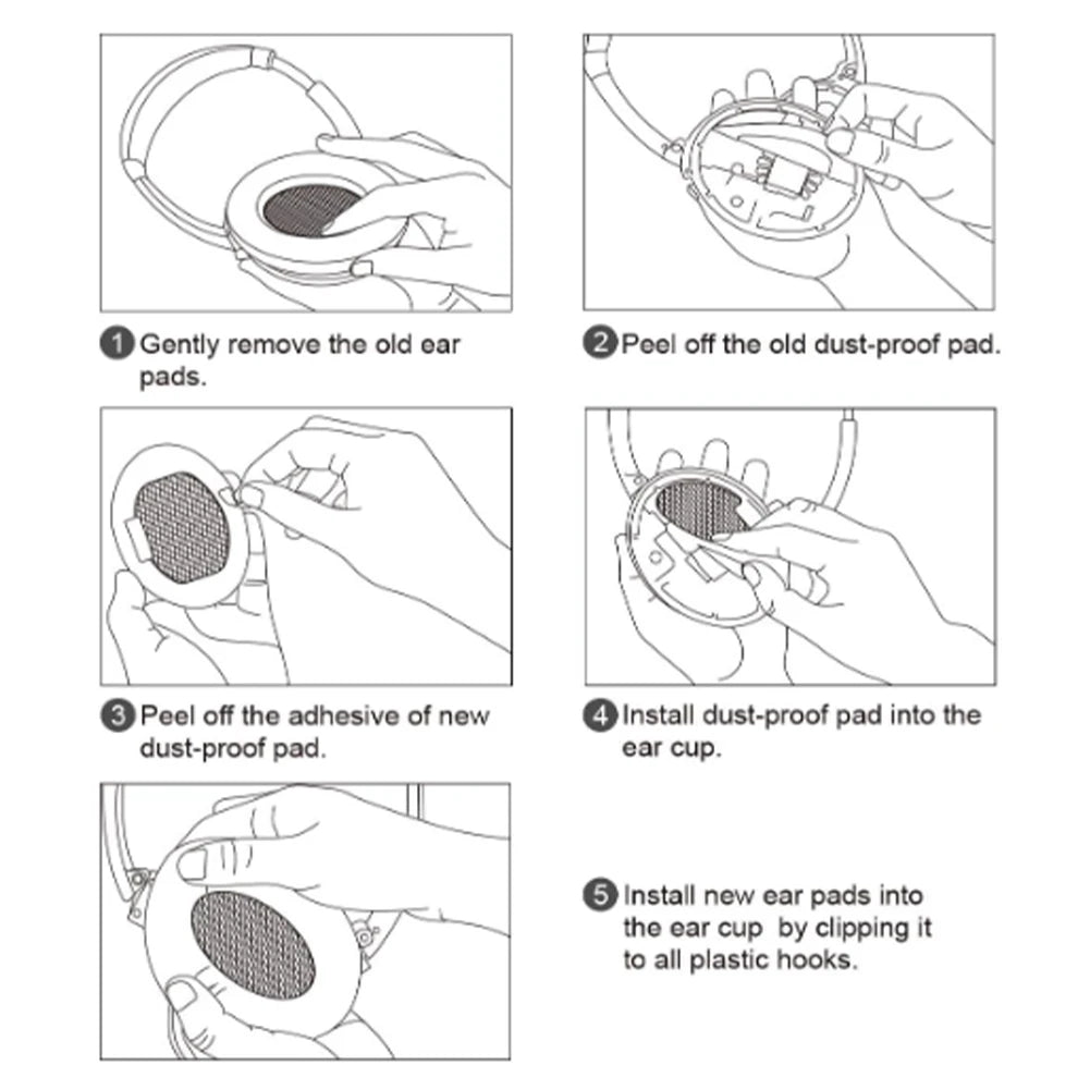 1 Pair Replacement Ear Cushions Covers Protein Leather Headphone Earpads Headset Ear Cushions for JBL E55BT Headset