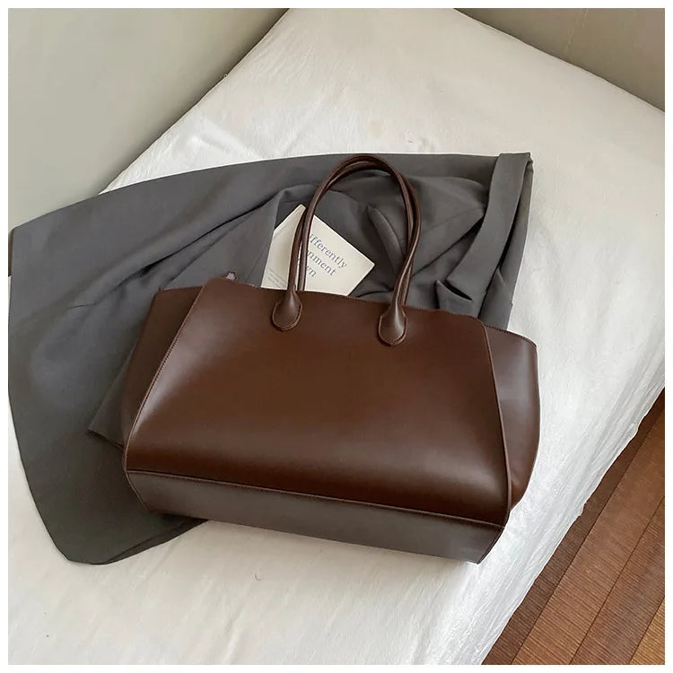 Luxury Women's Large Tote Bag Genuine Leather Shoulder Bags 2025 Female Retro Handbags High Quality Ladies Messenger Bag Black