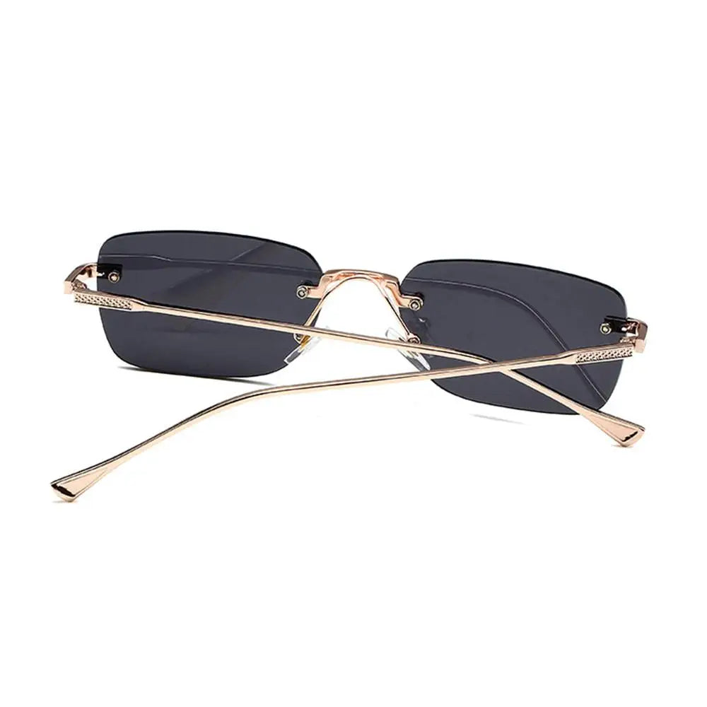 Rimless Square Sunglasses for Women Ins Style Small Rectangle Punk Sun Glasses UV400 Protection Street Shoot Eyewear for Women