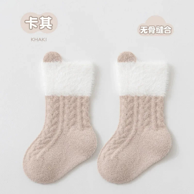 Autumn Winter Baby Socks Fleece Thickened Newborn Children Socks Warm Mid-Tube Kids Socks For Boys And Girls Baby Clothing Gifts