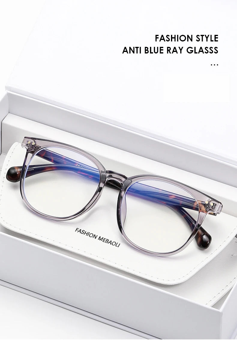 New TR round frame anti-blue light glasses for men and women plain lenses can be fitted with prescription lenses