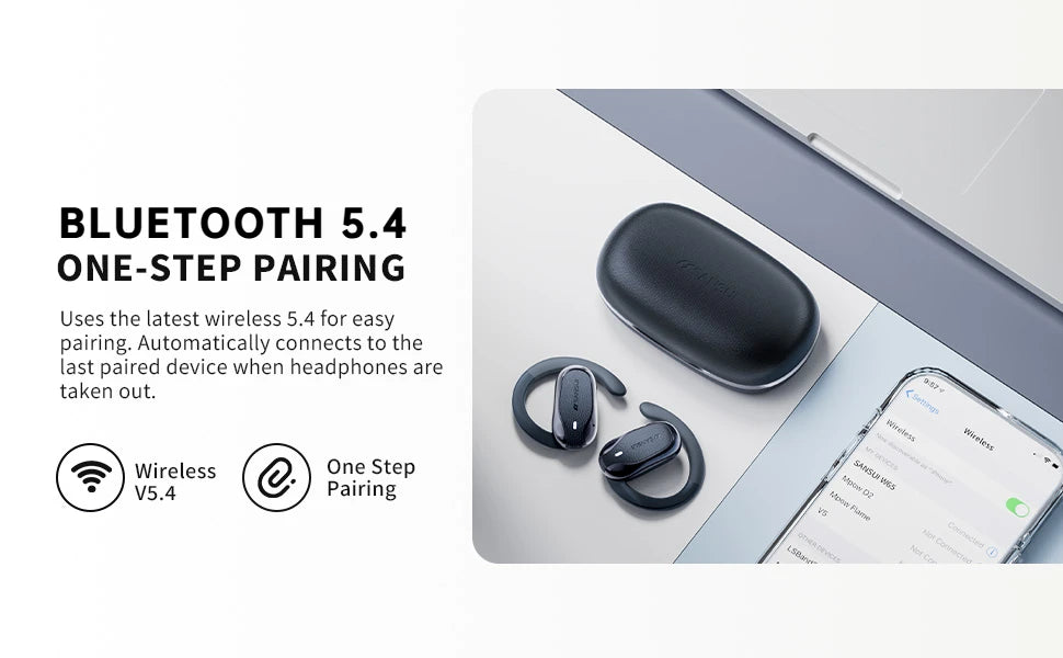 Sansui W65 Air Conduction Bluetooth 5.4 Earphones ENC Noise Canceling Bluetooth Headphone on Ear OWS Wireless Headsets with APP