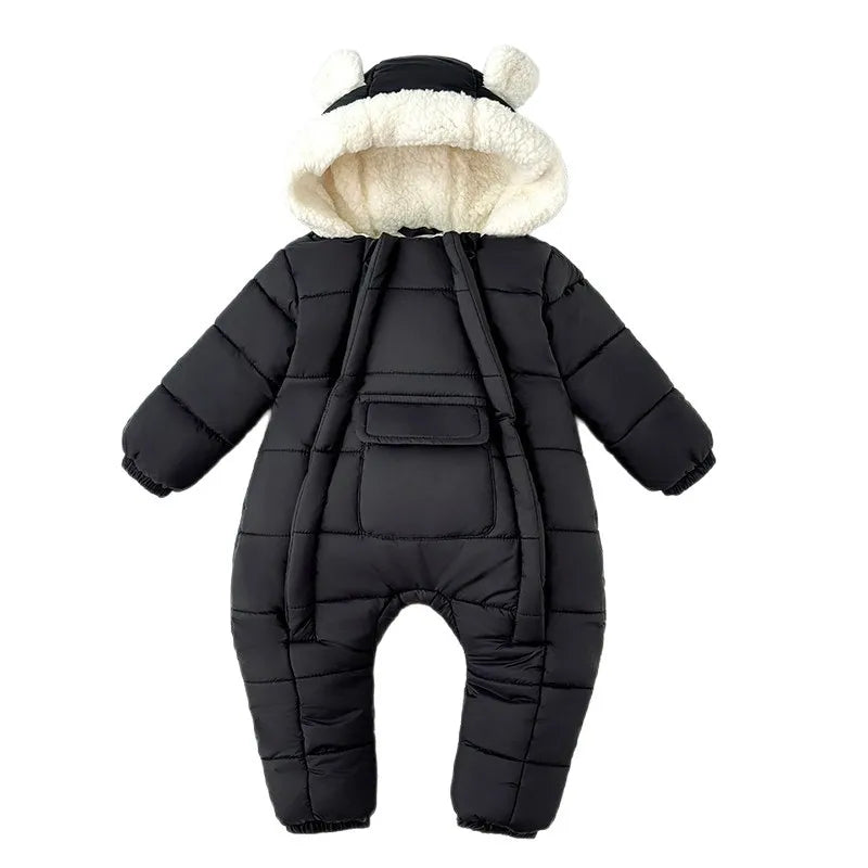 Baby clothes, winter clothes, newborn jumpsuit with fleece and cotton clip baby winter bag handbag foot double zipper