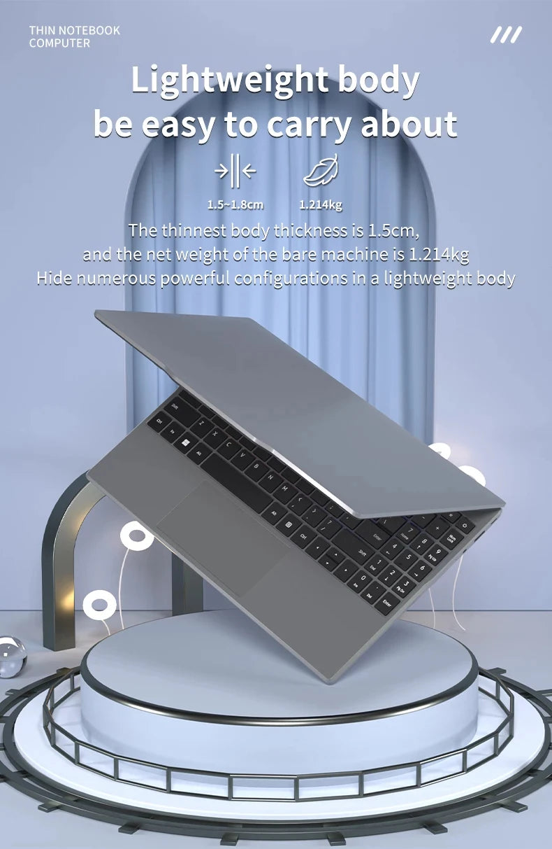 14.1 Inch Laptop Intel Notebook N5095 IPS 1920*1080 2*DDR4 32GB M.2 SSD PCIE WIFI5 BT4.2 Lightweight Business Computer Notebook