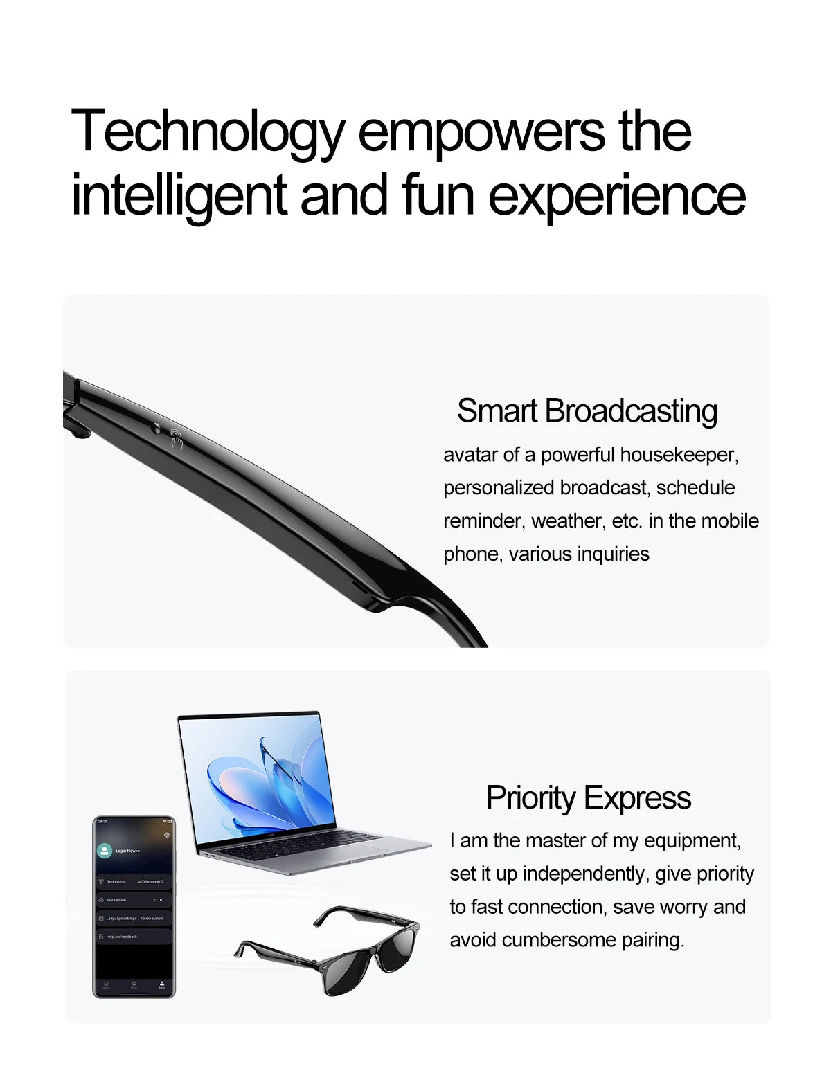 Upgrade Smart Glasses 134 Online Languages AI Automatic Translation Conversation with Speaker UV Protected Bluetooth Sunglasses