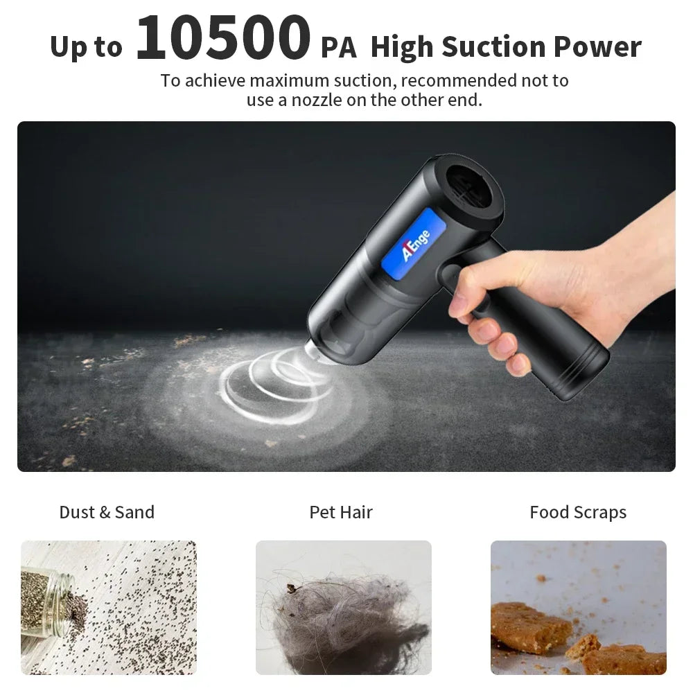 Electric Compressed Air Duster 2 in 1 Cordless Car Vacuum Cleaner Powerful Handheld Dust Air Blower for Pet Hair Office Keyboard