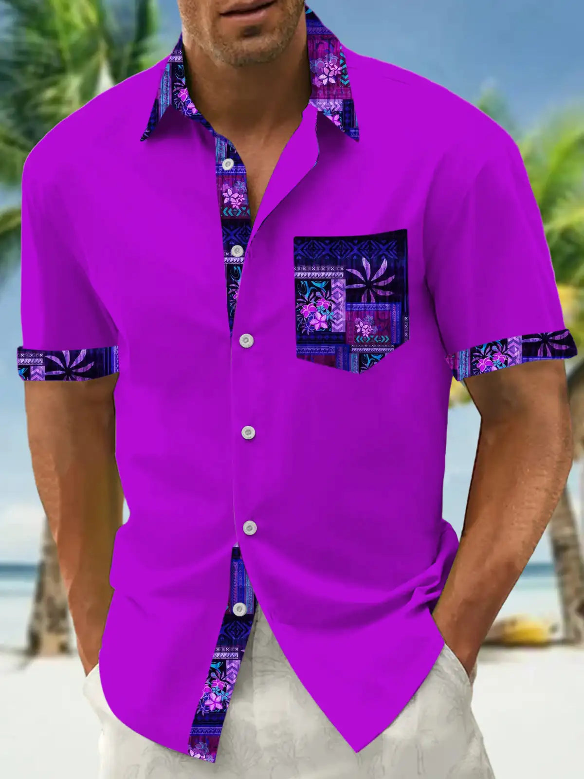 Men's shirts, button up shirts, casual shirts, spring and summer, printed short sleeves, daily, fashionable, comfortable
