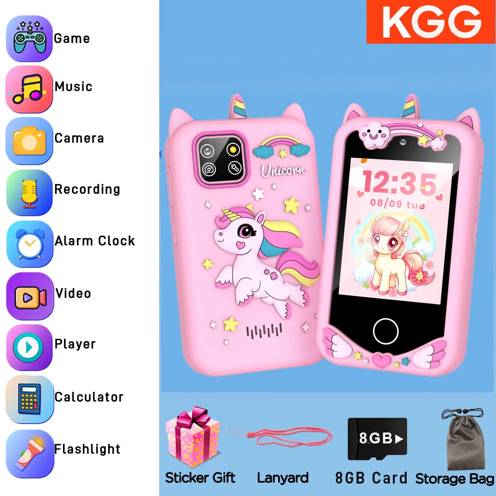 Kids Toy Phone 8GB Video Music Player 28 Games 20 Stories Mini Toy Phone Dual Camera Learning Educational Toys Children Gifts