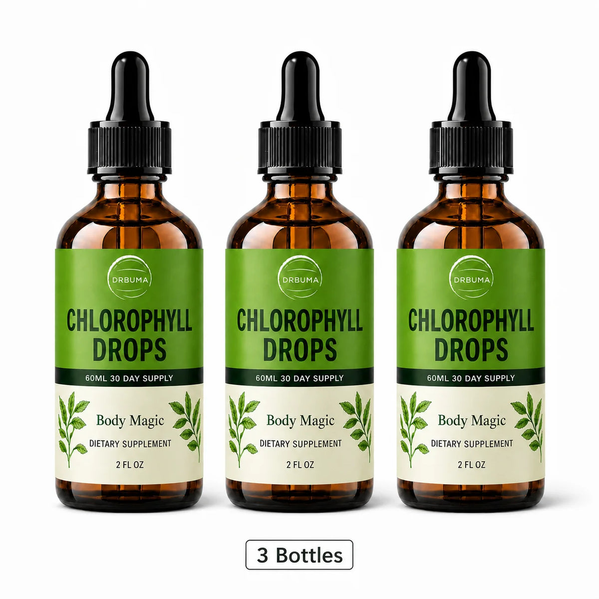 Premium Liquid Chlorophyll Supplement, Mint Flavor, Natural Complex, Easy to Take, 2 Fluid Ounces Per Bottle