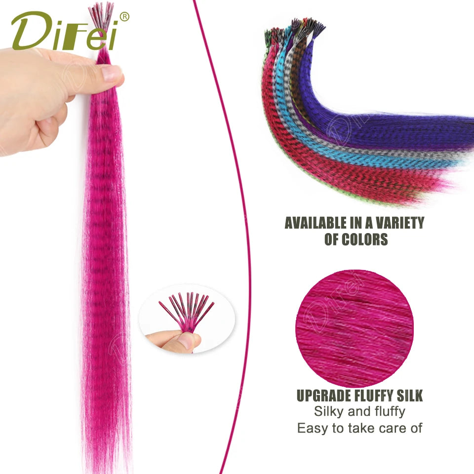 Synthetic Wig Extensions for Women 10 Strands/Pack Colorful Feather Hair Extensions Wig Accessories Suitable for Daily Wear