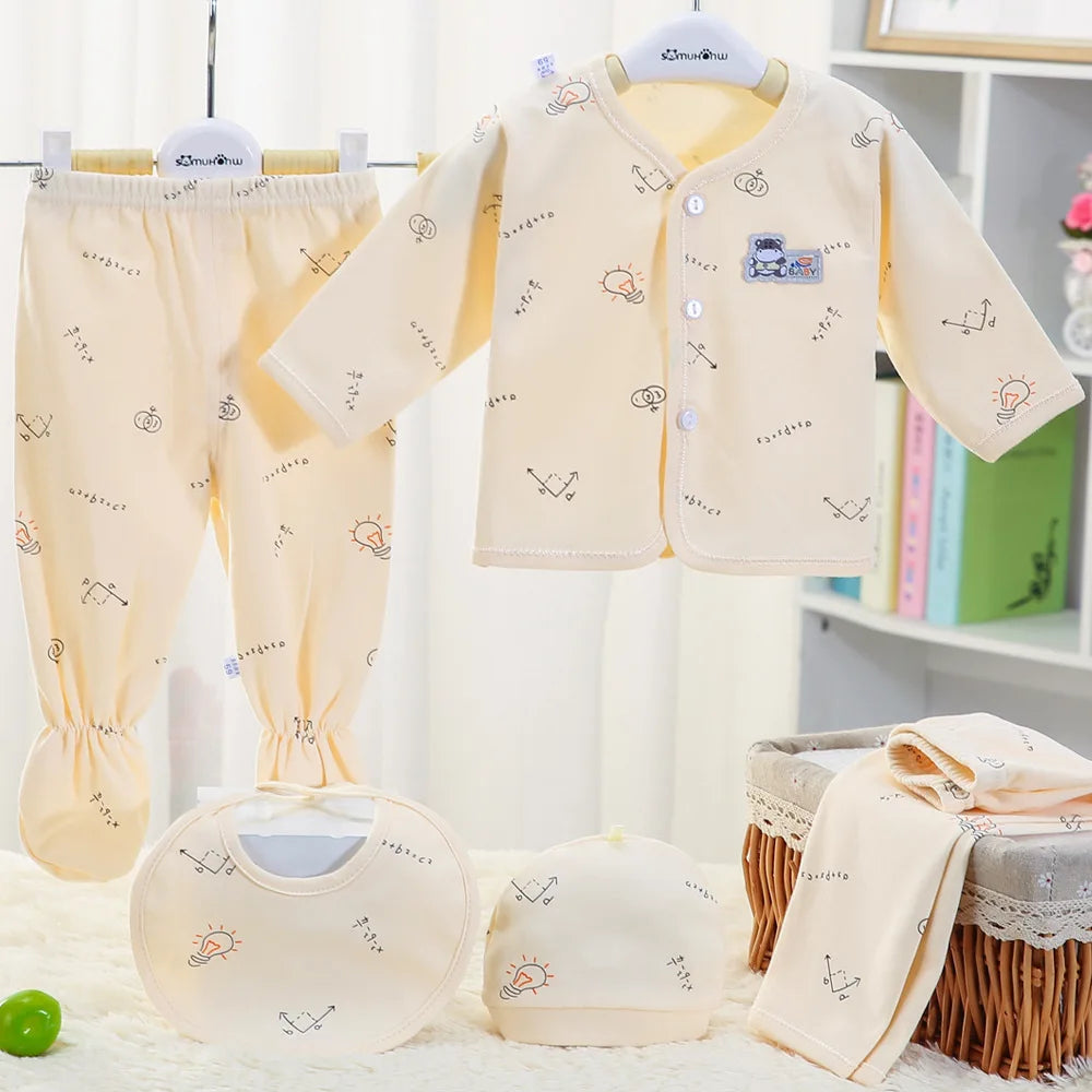 5pcs/set Children's Clothing Baby Hedgehog Newborn Set Pure Cotton 0-3M Baby Clothes Spring Autumn Pure Cotton Underwear Set