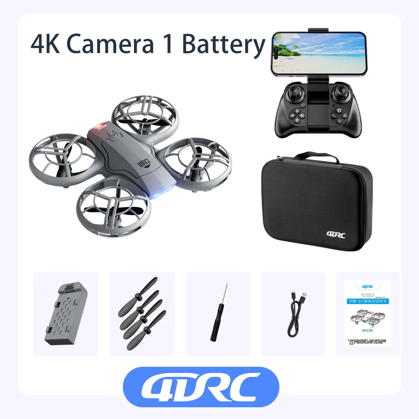 V8 Mini Drone 4K Profession HD Wide Angle Camera WiFi FPV RC Dron Height Keep Helicopter Foldable Quadcopter UAV Toys Gift