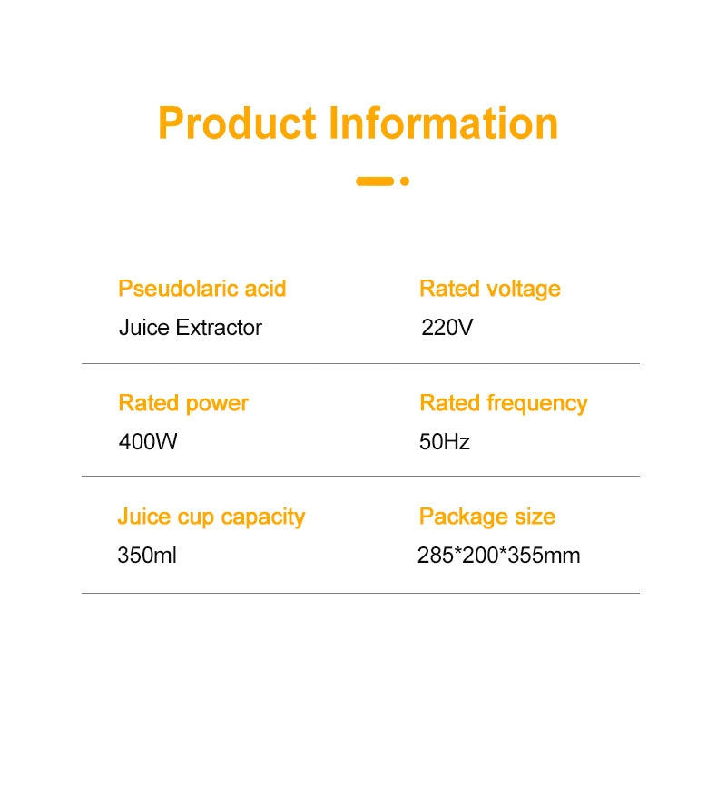 Juicer Centrifugal 400W Electric Orange Juicer Machine Household Large Caliber Residue Separation Vegetable Juicer 220V/110V