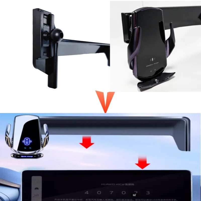 Car Phone Holder 10-Inch Screen Fixed Base For Peugeot 4008 5008 2021-2023 Wireless Charging Support Car Mobile Phone Mounts