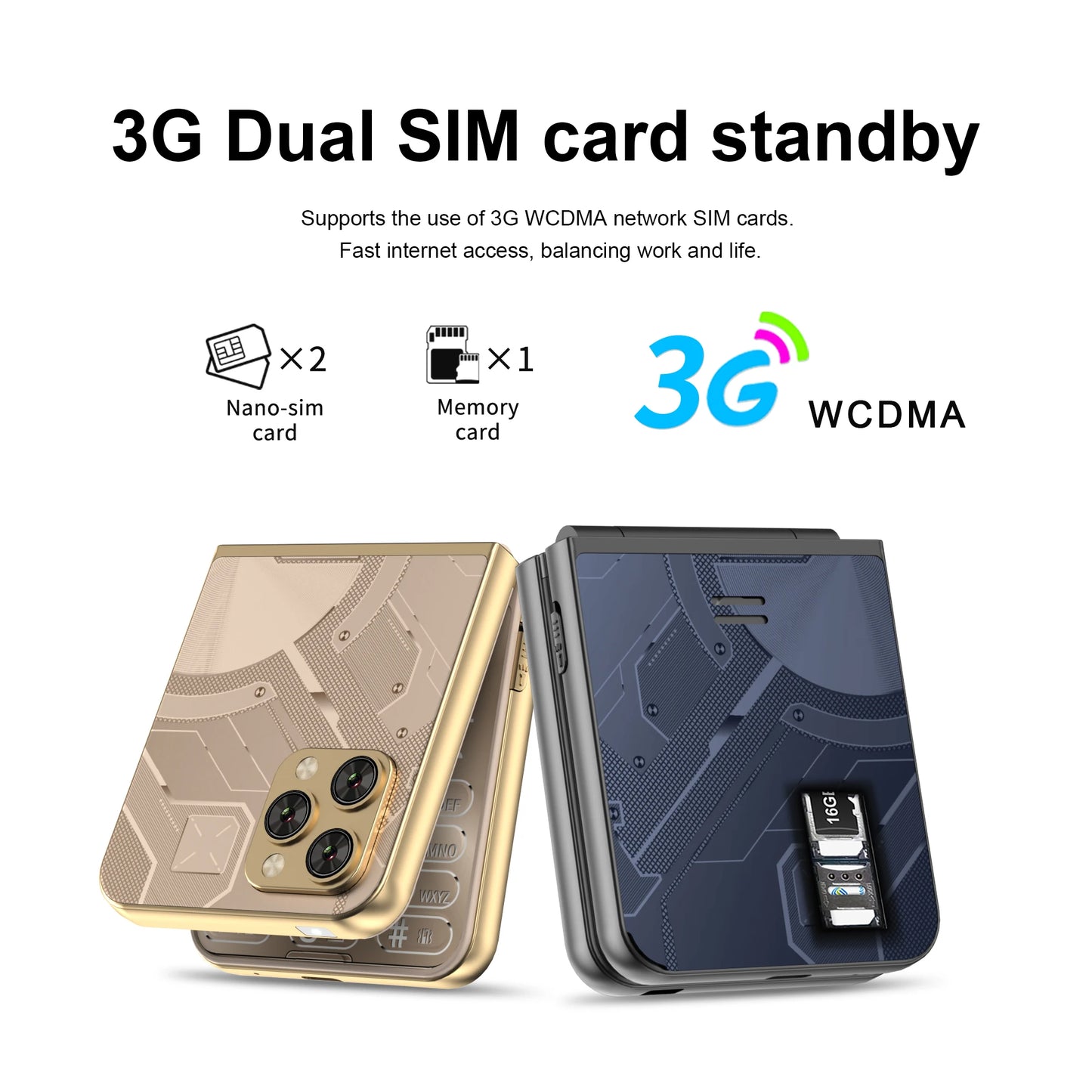 SERVO Flilo9 Foldable Mobile Phone 3G WCDMA Call Recording Speed Dial FM Radio Blacklist Torch Flip Cellphones Dual SIM Standby