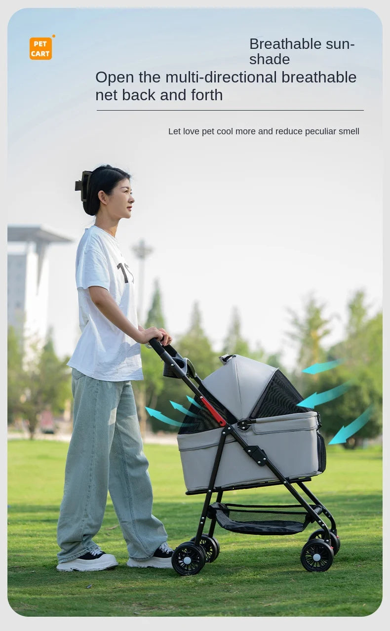 Pet Cart, Dog, Cat, Teddy Baby Stroller, Small Pet Cart, Lightweight and Foldable for Outdoor Travel