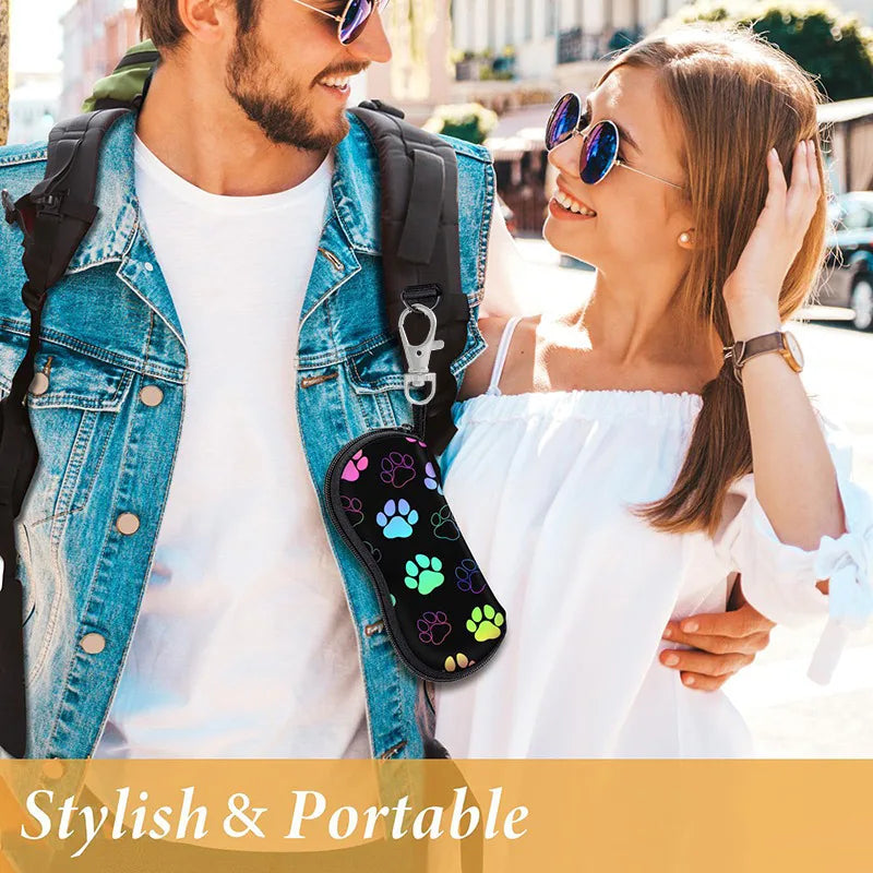 Portable Zipper Soft Glasses Case With Carabiner Sunglasses Case Zipper Eyeglass Pouch Glasses Protective Shell Bag 2 Style