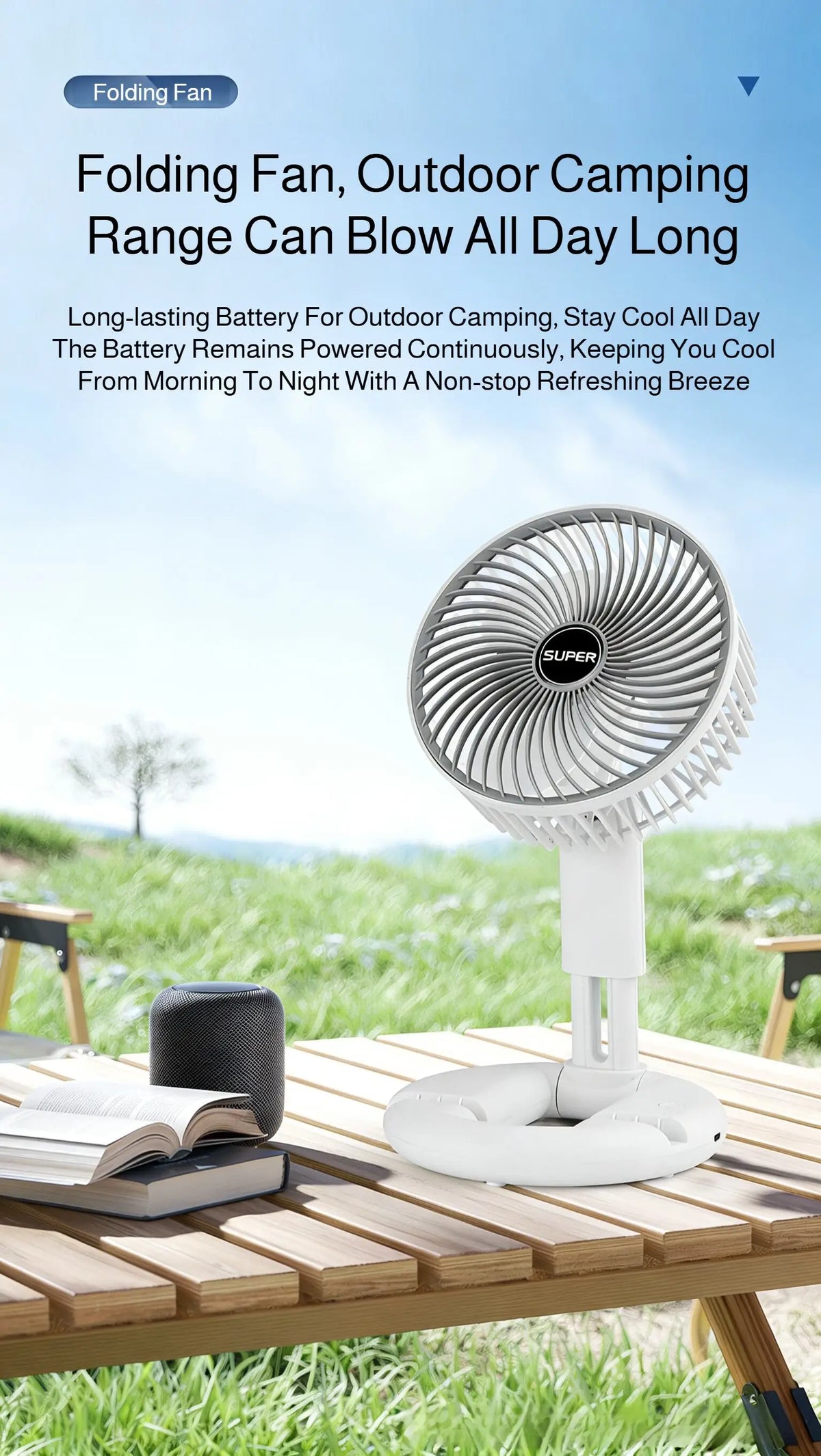 3-in-1 Telescopic Cool Fan USB Charing Folding Desktop Circulator 3-Speed No-Drill Wall Mount Electric Fan for Dorm Home Office