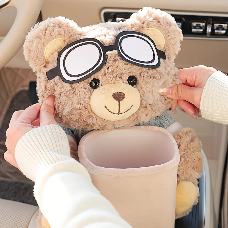 Cute Car Tissue Holder & Trash Can 2-in-1, Creative Car Organizer, Armrest Storage for Car Accessories, Space-Saving Auto Gadget