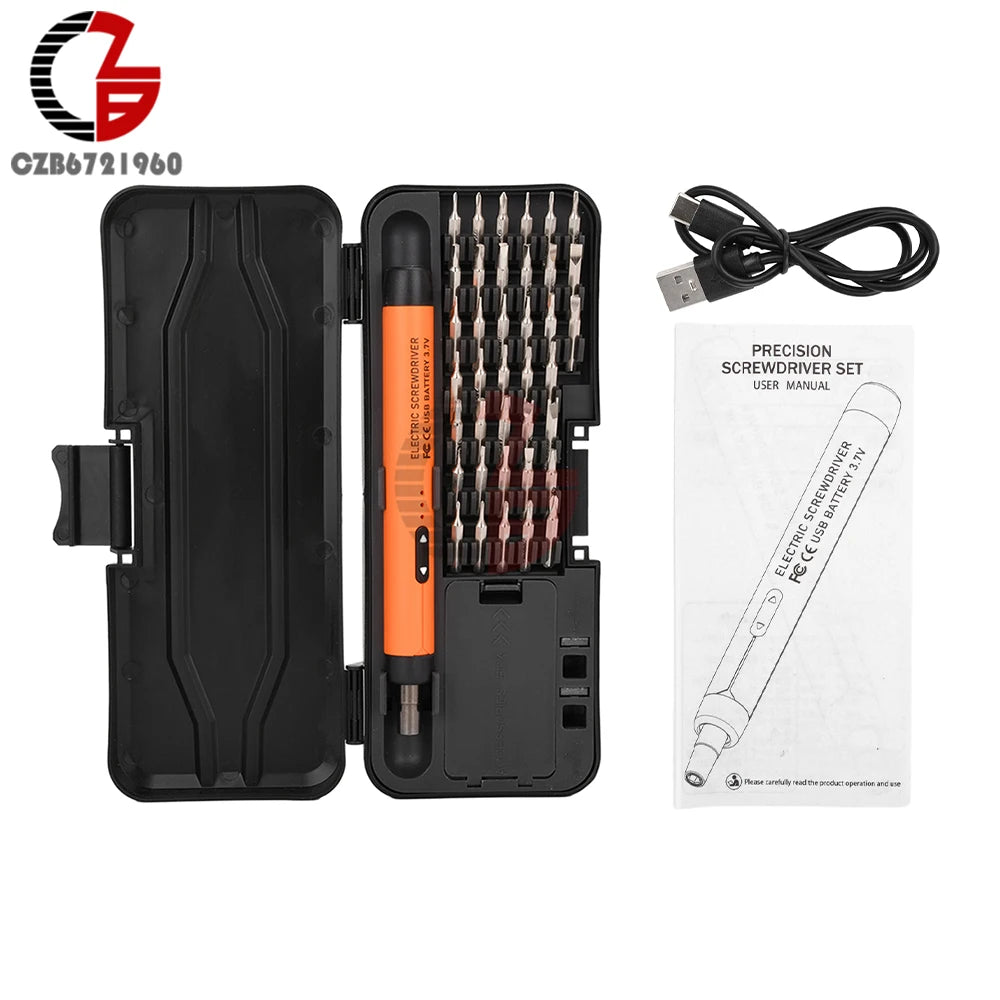 USB Electric Screwdriver Set High Torque Screwdriver Power Tool Mini Drill Bits Precision Screwdriver Head Kit Home Repair Tools