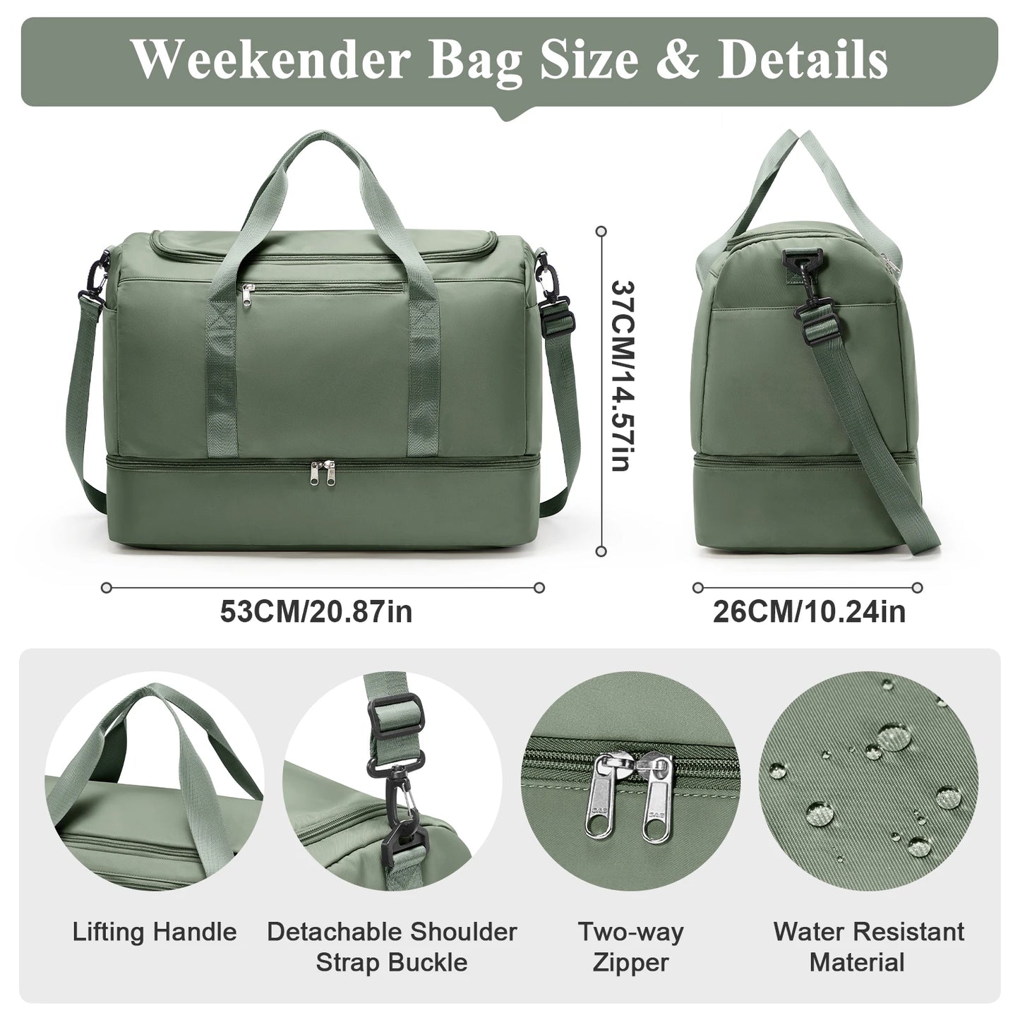 Large Capacity Travel Tote Bag Hand Luggage Travel Bag with Multiple Compartments, Crossbody - Lightweight Durable Sport Gym Bag