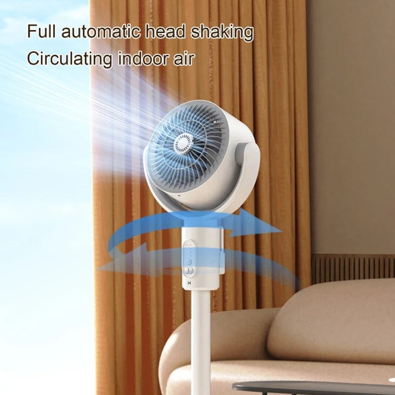 Quiet Standing Fan with Remote Control 5 Wind Speeds 8h Timer Adjustable Height Floor Desk Oscillating Air Circulating Fan