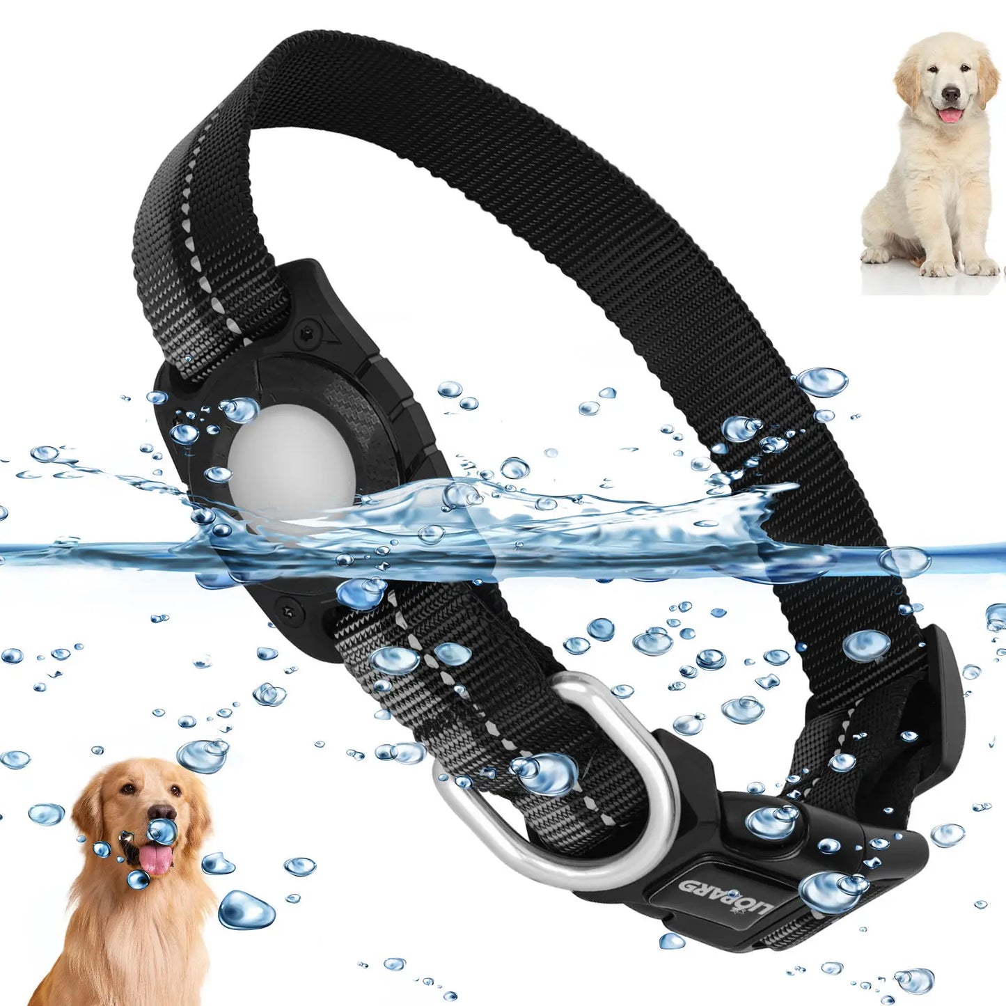 All Seasons 360Reflective Polyester Dog Collar Airtag Protect Case IP68 Waterproof Full Body Covered Airtag Collar Holder