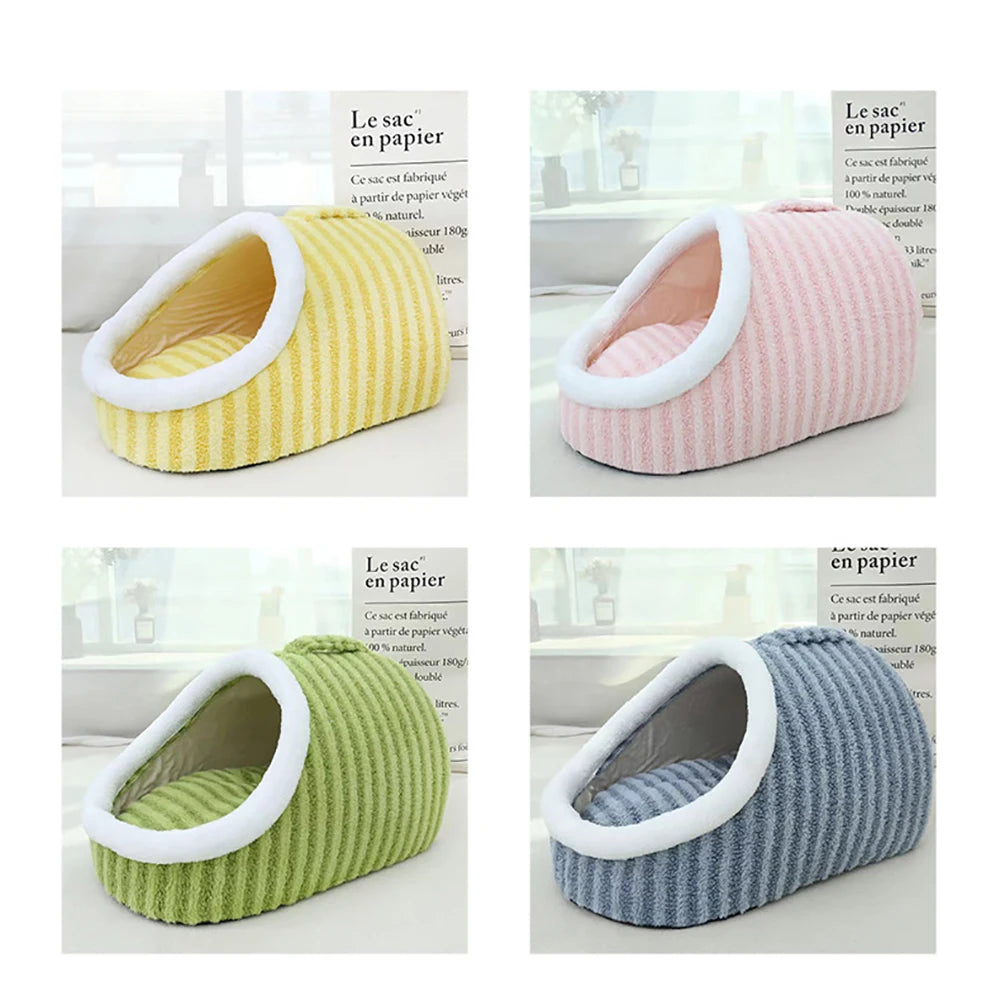 Fashion Warm Thick Sponge Dog Kennel Cat Nest Striped Slipper Design Pet Bed Cozy Comfortable Washable Pet Sleeping Mat