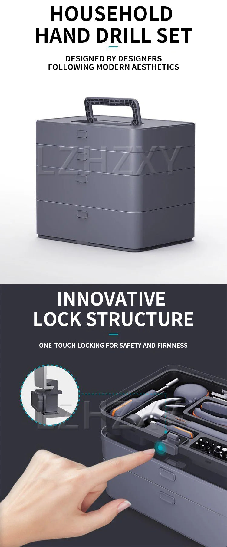 X9-ABCDEFGHI Household Electric Combination Tool Box Layered Free Combination for DIY Hand Tools and Home Repair Tools