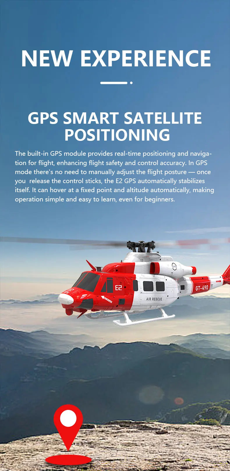 2025 New 1:35 Goosky E2 Remote-Controlled Helicopter Gps Intelligent Drone Resembling Real Uh-1y Helicopter