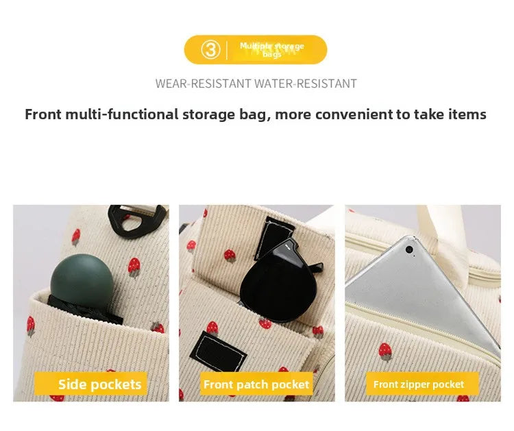 Corduroy Mommy Bag Large Capacity Waterproof Baby Diaper Bags Stroller Nappy Organizer Travel Carry Shoe Maternity Tote Bags