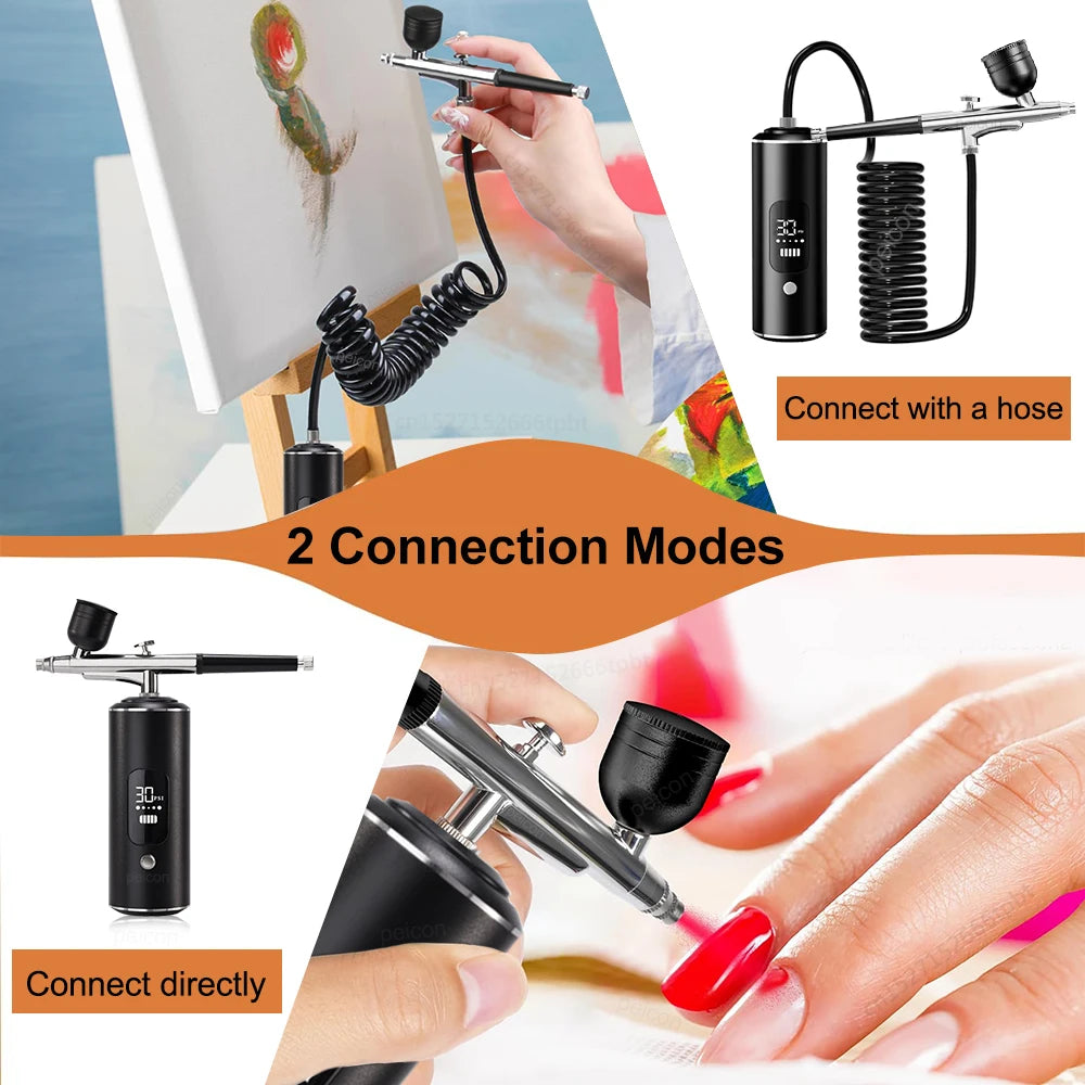 Portable Airbrush Nail with Compressor Mini Airbrush Nail Art Kit Handheld Spray Gun for Nails Art Painting Craft Cake