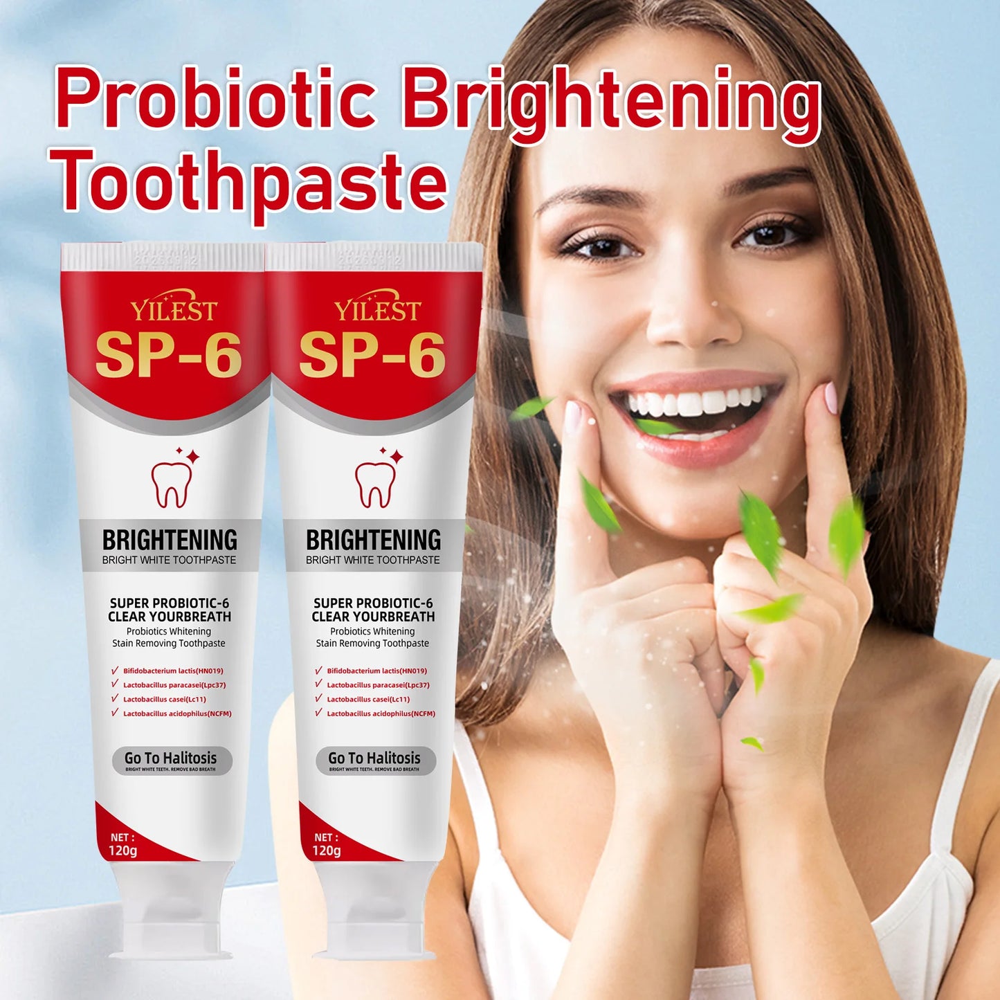 SP-6 Probiotic Toothpaste Whitening Toothpaste Remove Plaque Prevent Dental Caries Oral Hygiene Clean Fresh Breath Gum Care 120g