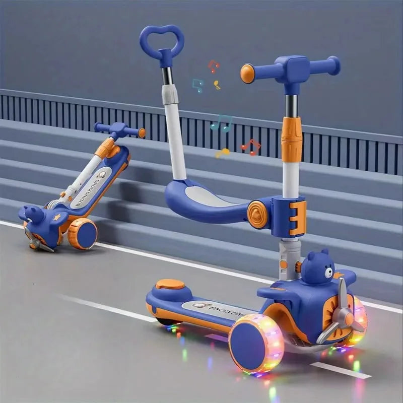 3 in 1 Toddler Scooter Push Scooter for Toddlers with Parent Push Handle Seat Outdoor Ride On Toys Birthday Gift for Boys Girls