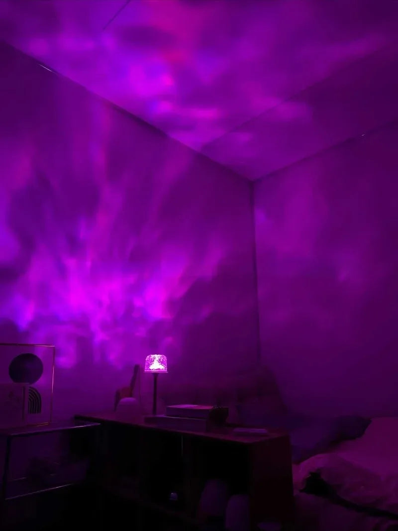 LED High Footed Desk Lamp with Water Ripple Projection Romantic Atmosphere Night Light for Couple Gift Indoor Bedroom