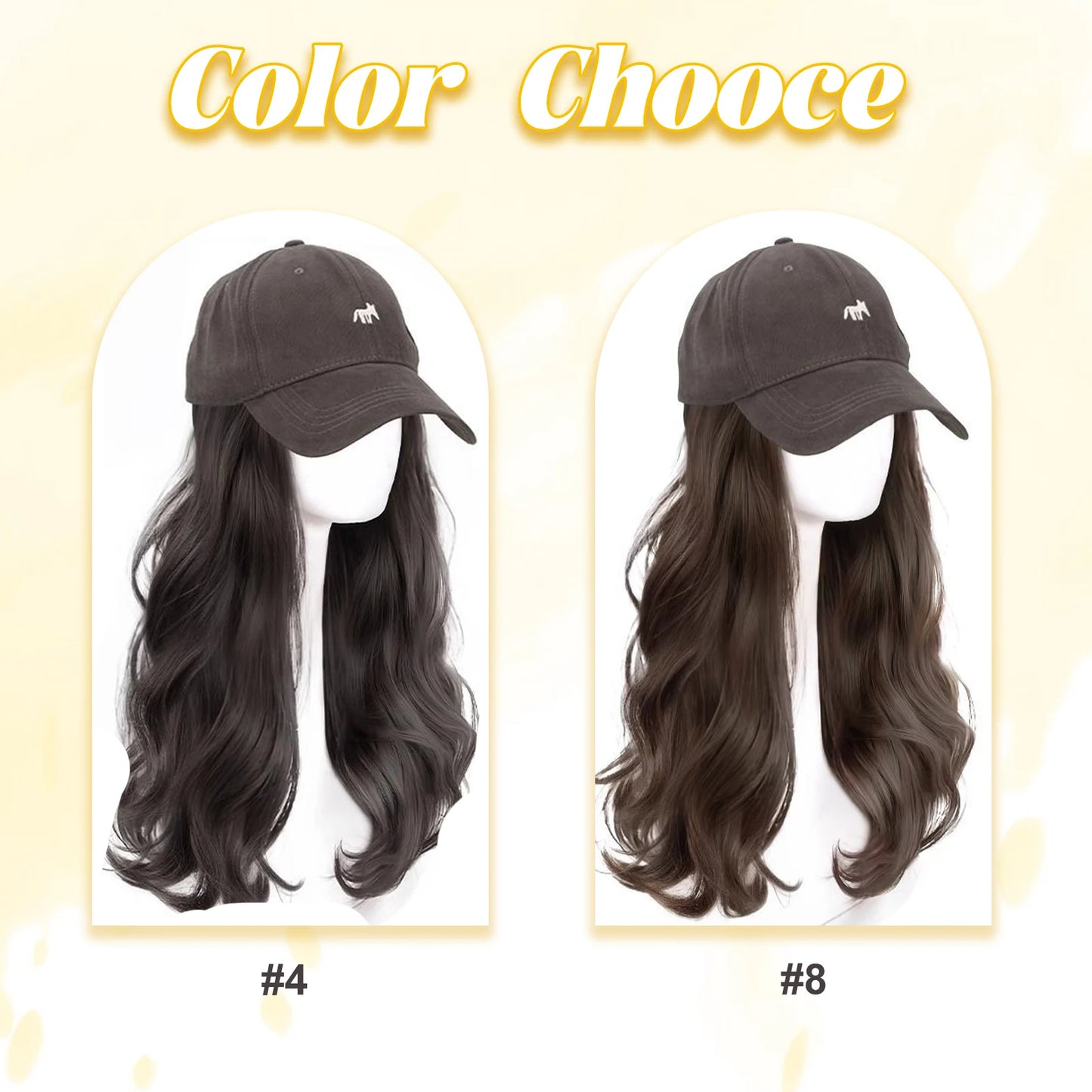 Baseball Cap Wig Natural Wave Hair Extensions With Hat Heat Resistant Synthetic Hair Adjustable Wig Dark Grey Wigs for Women