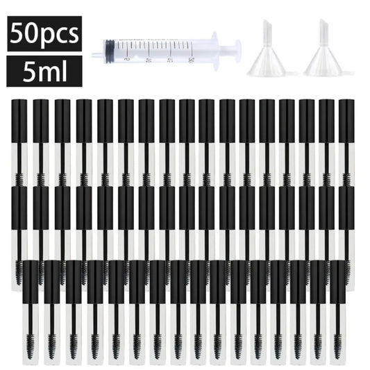 50PCS 5/10ML Protable Empty DIY Mascara Tube with Eyelash Wand Container with Funnels Transfer Pipettes for Travel Wholesale